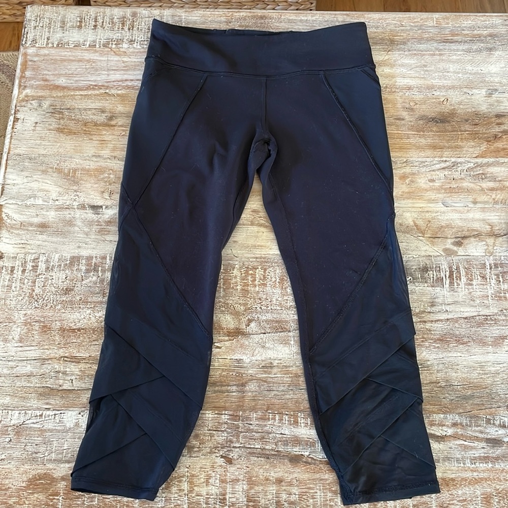 Ivivva crop leggings with tulip mesh detail
